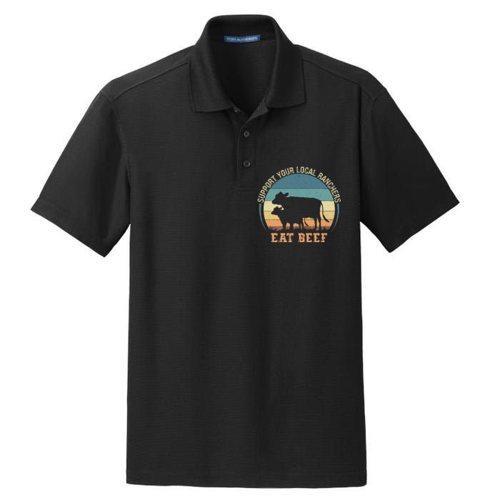 Support Your Local Ranchers Eat Beef Dry Zone Grid Polo