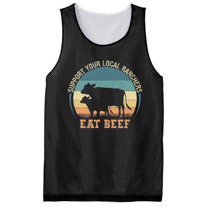 Support Your Local Ranchers Eat Beef Mesh Reversible Basketball Jersey Tank