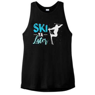 Ski Ya Later Winter Sports Snow Lover Skiing Ladies PosiCharge Tri-Blend Wicking Tank