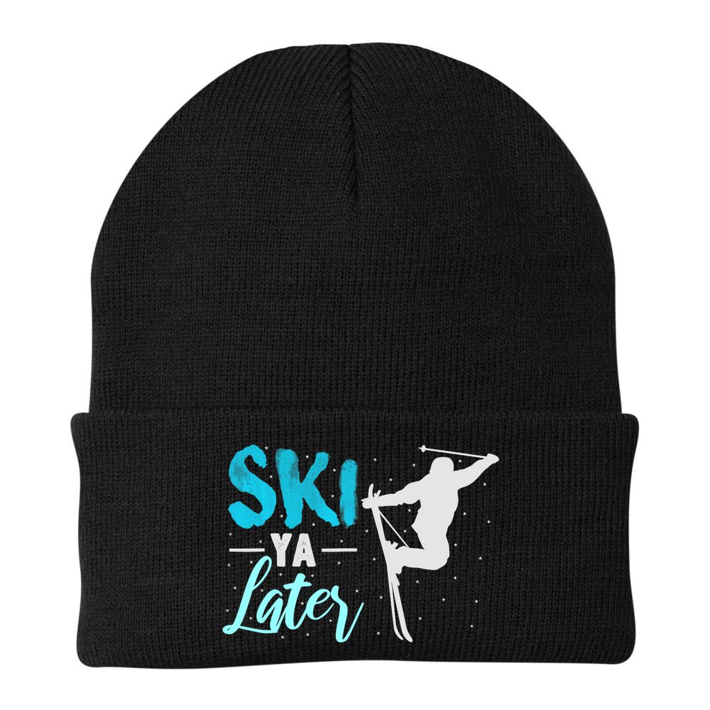 Ski Ya Later Winter Sports Snow Lover Skiing Beanie