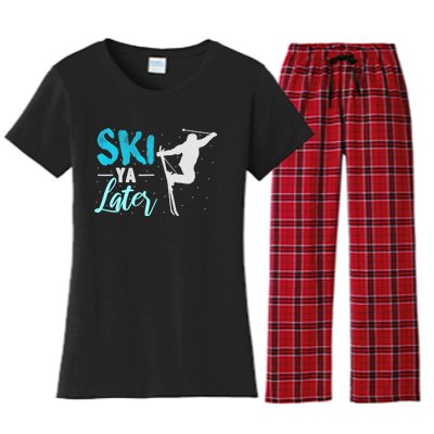 Ski Ya Later Winter Sports Snow Lover Skiing Women's Flannel Pajama Set