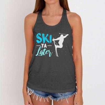 Ski Ya Later Winter Sports Snow Lover Skiing Women's Knotted Racerback Tank