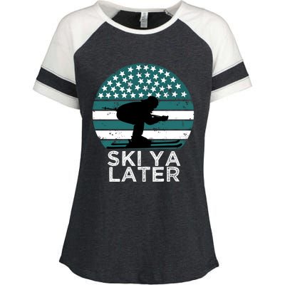 Ski Ya Later Winter Sports Lover Skiing Gift Enza Ladies Jersey Colorblock Tee