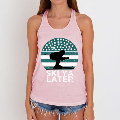 Ski Ya Later Winter Sports Lover Skiing Gift Women's Knotted Racerback Tank