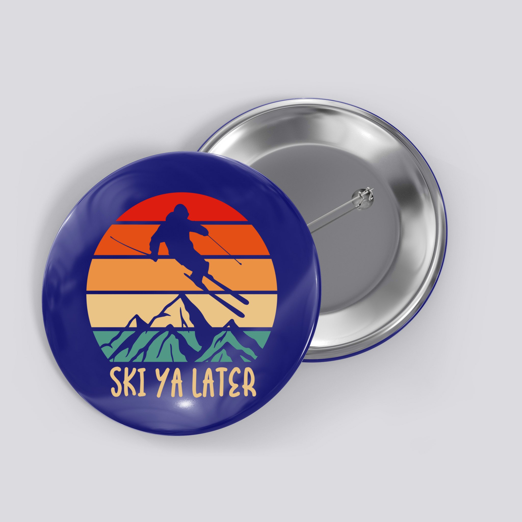 Ski Ya Later Winter Sports Snow Lover Skiing Gift Button