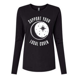 Support Your Local Coven Moon Wiccan Witch Pagan Meaningful Gift Womens Cotton Relaxed Long Sleeve T-Shirt