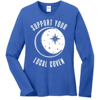 Support Your Local Coven Moon Wiccan Witch Pagan Meaningful Gift Ladies Long Sleeve Shirt