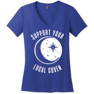 Support Your Local Coven Moon Wiccan Witch Pagan Meaningful Gift Women's V-Neck T-Shirt