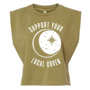 Support Your Local Coven Moon Wiccan Witch Pagan Meaningful Gift Garment-Dyed Women's Muscle Tee