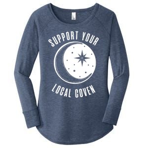 Support Your Local Coven Moon Wiccan Witch Pagan Meaningful Gift Women's Perfect Tri Tunic Long Sleeve Shirt