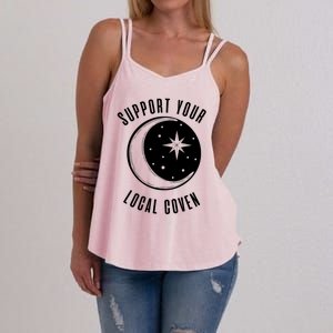 Support Your Local Coven Moon Wiccan Witch Pagan Meaningful Gift Women's Strappy Tank