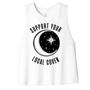 Support Your Local Coven Moon Wiccan Witch Pagan Meaningful Gift Women's Racerback Cropped Tank