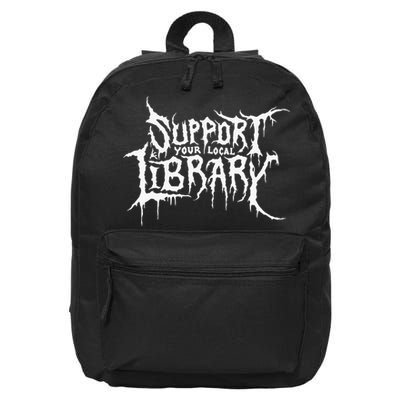 Support Your Local Library Metal Theme 16 in Basic Backpack