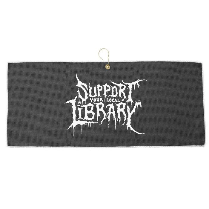 Support Your Local Library Metal Theme Large Microfiber Waffle Golf Towel