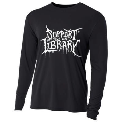 Support Your Local Library Metal Theme Cooling Performance Long Sleeve Crew