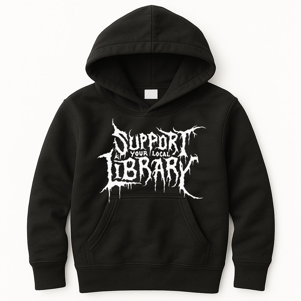 Support Your Local Library Metal Theme Kids Hoodie