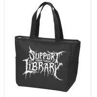 Support Your Local Library Metal Theme Zip Tote Bag