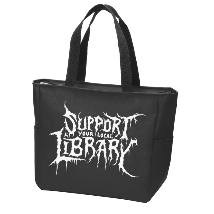 Support Your Local Library Metal Theme Zip Tote Bag