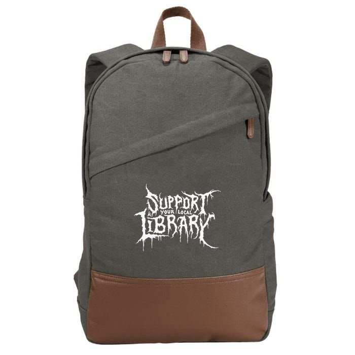 Support Your Local Library Metal Theme Cotton Canvas Backpack