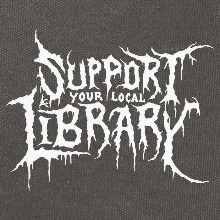 Support Your Local Library Metal Theme Cotton Canvas Backpack
