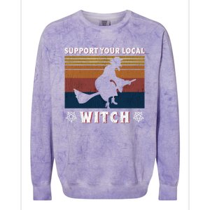 Support Your Local Witch Coven Gift Colorblast Crewneck Sweatshirt