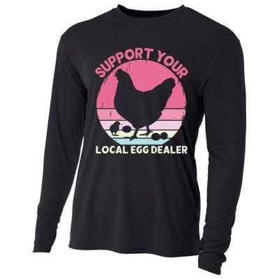 Support Your Local Egg Dealer Farmer Chicken Egg Lover Cooling Performance Long Sleeve Crew