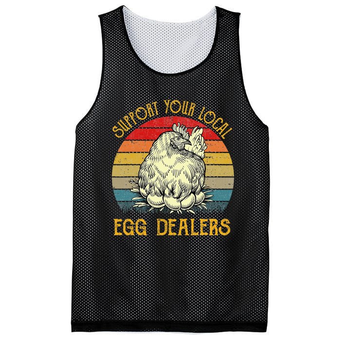 Support Your Local Egg Dealers Farmers Funny Chicken Lover Mesh Reversible Basketball Jersey Tank