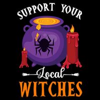 Support Your Local Witches Halloween Wiccan Witchcraft Gift 7-Panel Snapback Hat