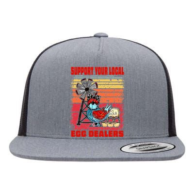 Support Your Local Egg Dealers Flat Bill Trucker Hat