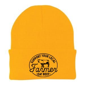 Support Your Local Farmer Eat Beef Gift Knit Cap Winter Beanie