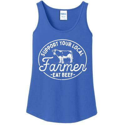 Support Your Local Farmer Eat Beef Gift Ladies Essential Tank