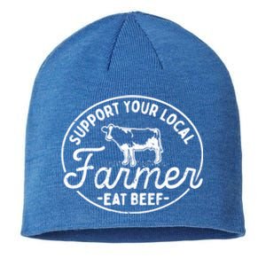 Support Your Local Farmer Eat Beef Gift Sustainable Beanie