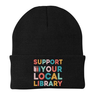 Support Your Local Library Book Lovers Librarian Retro Knit Cap Winter Beanie