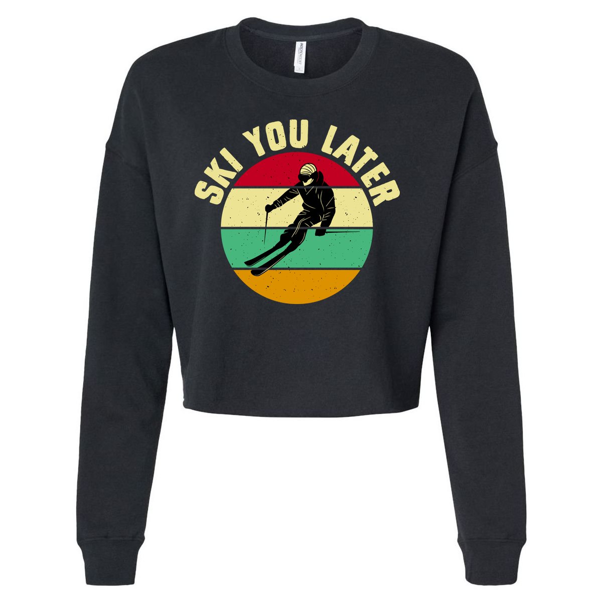 Ski You Later Funny Skiing Cropped Pullover Crew