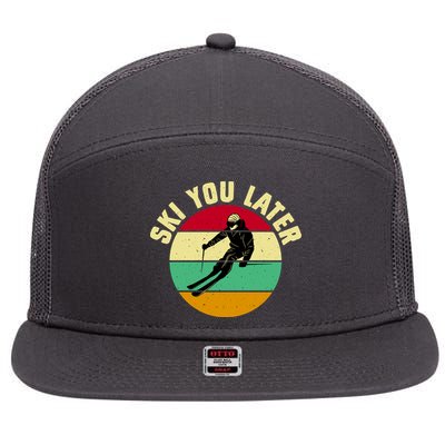 Ski You Later Funny Skiing 7 Panel Mesh Trucker Snapback Hat