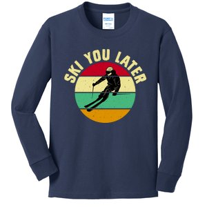 Ski You Later Funny Skiing Kids Long Sleeve Shirt