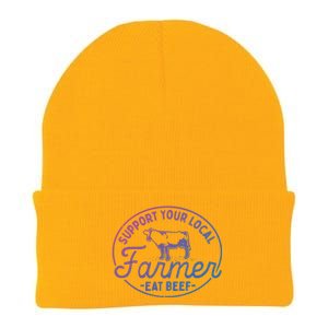 Support Your Local Farmer Eat Beef Gift Knit Cap Winter Beanie