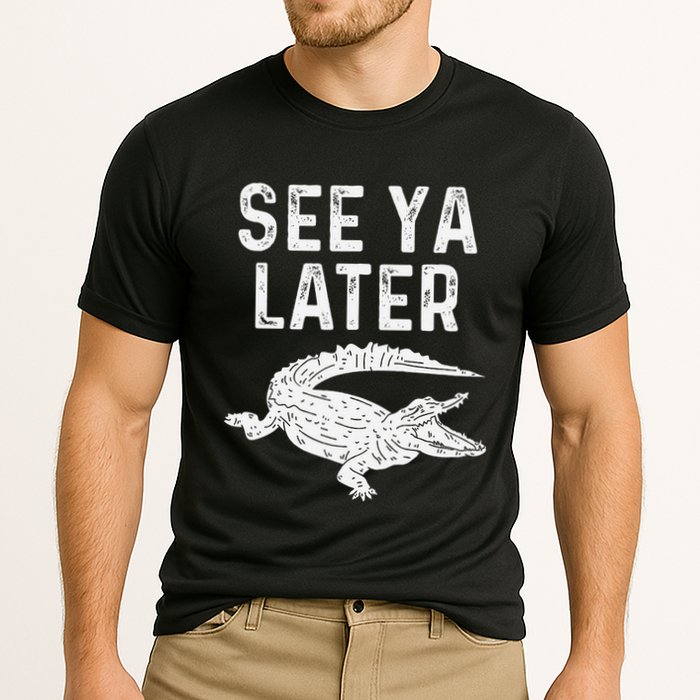 See Ya Later Alligator Funny Animal Pun Crocodile Cooling Performance Crew T-Shirt