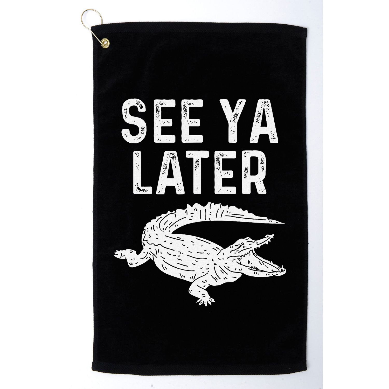 See Ya Later Alligator Funny Animal Pun Crocodile Golf Towel