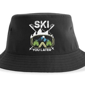 Ski You Later Winter Sport Alpine Skiing Skier Skiing Pun Premium Sustainable Bucket Hat