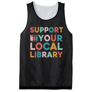 Support Your Local Library Book Lovers Librarian Retro Mesh Reversible Basketball Jersey Tank