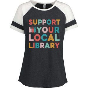 Support Your Local Library Book Lovers Librarian Retro Enza Ladies Jersey Colorblock Tee