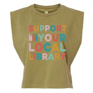 Support Your Local Library Book Lovers Librarian Retro Garment-Dyed Women's Muscle Tee