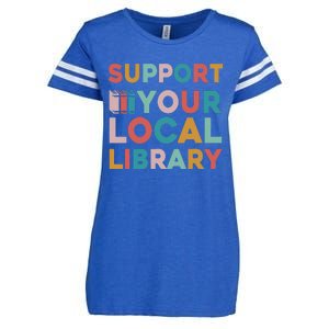 Support Your Local Library Book Lovers Librarian Retro Enza Ladies Jersey Football T-Shirt