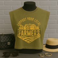 Support Your Local Farmers Garment-Dyed Women's Muscle Tee