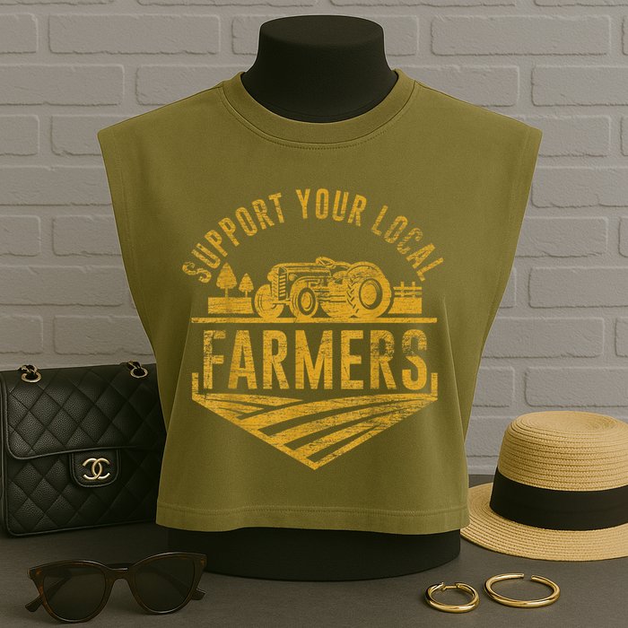 Support Your Local Farmers Garment-Dyed Women's Muscle Tee