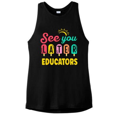 See You Later Educators Summer Break Vacation School Ladies PosiCharge Tri-Blend Wicking Tank