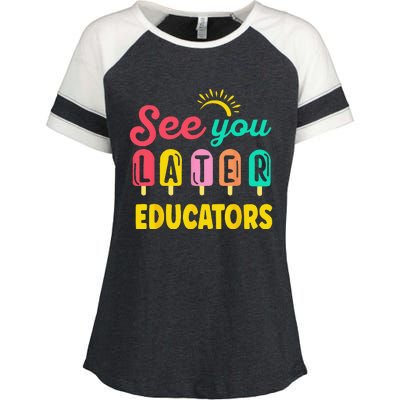 See You Later Educators Summer Break Vacation School Enza Ladies Jersey Colorblock Tee