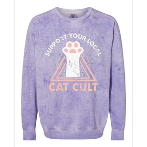 Support Your Local Cat Cult Funny Gothic Kitten Colorblast Crewneck Sweatshirt