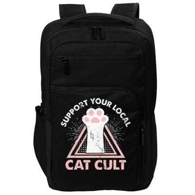 Support Your Local Cat Cult Funny Gothic Kitten Impact Tech Backpack